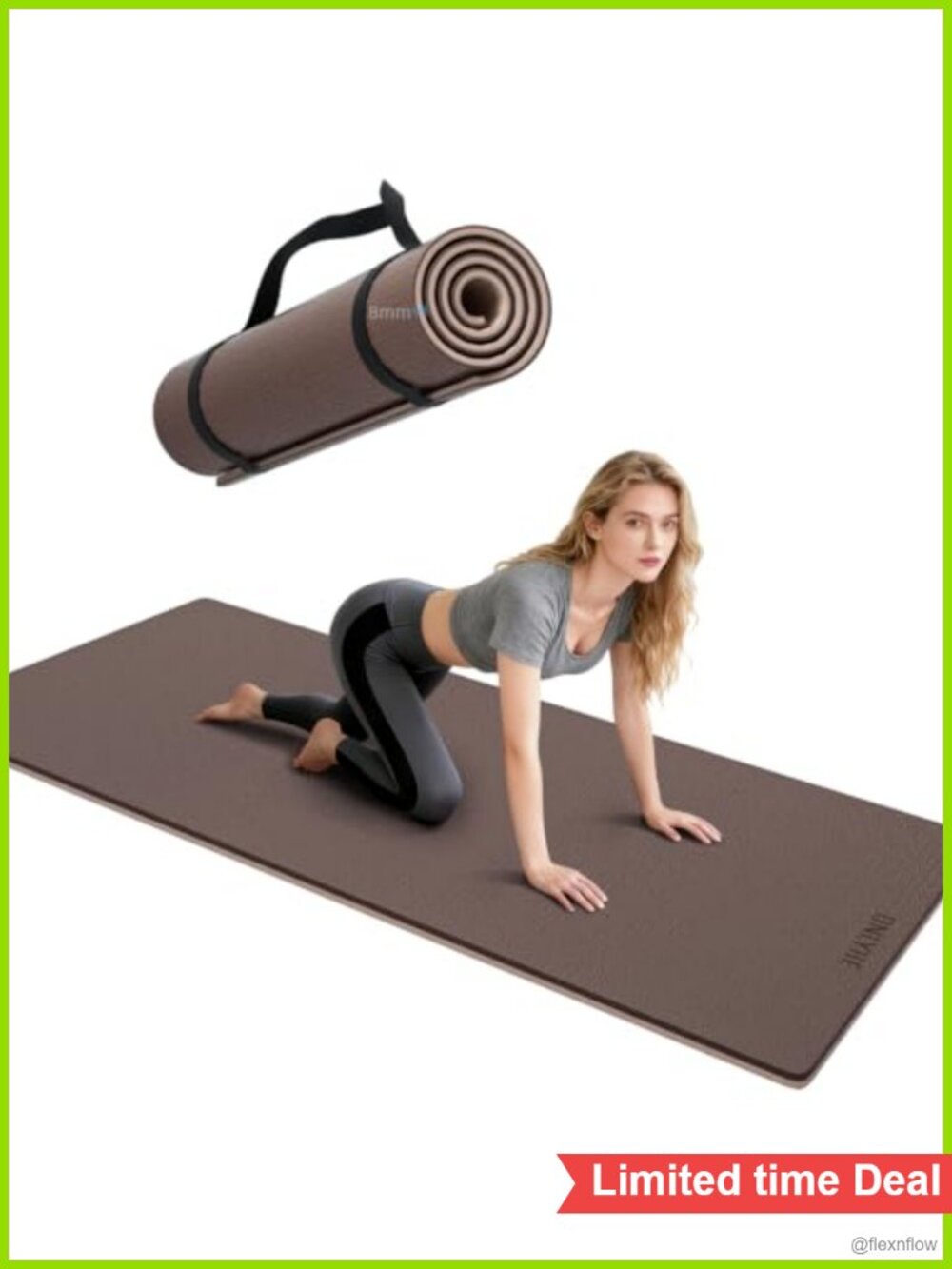 8mm Thick TPE Yoga Mat Non-Slip Exercise Pilates Mat with Carrier Strap